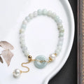 Jade and pearl bracelet for women with geometric peace buckle design in national style