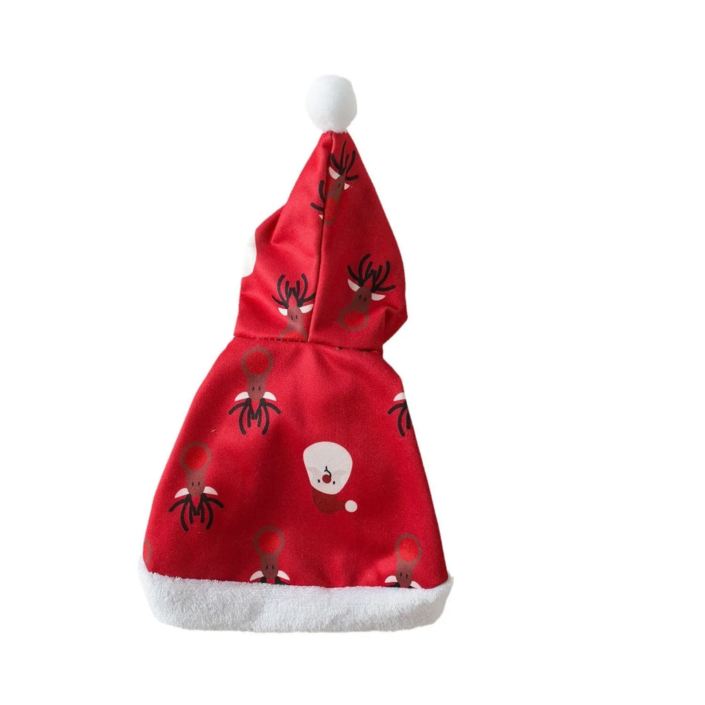 Cat wearing Little Red Riding Hood cloak polyester costume in red and green sizes S M L