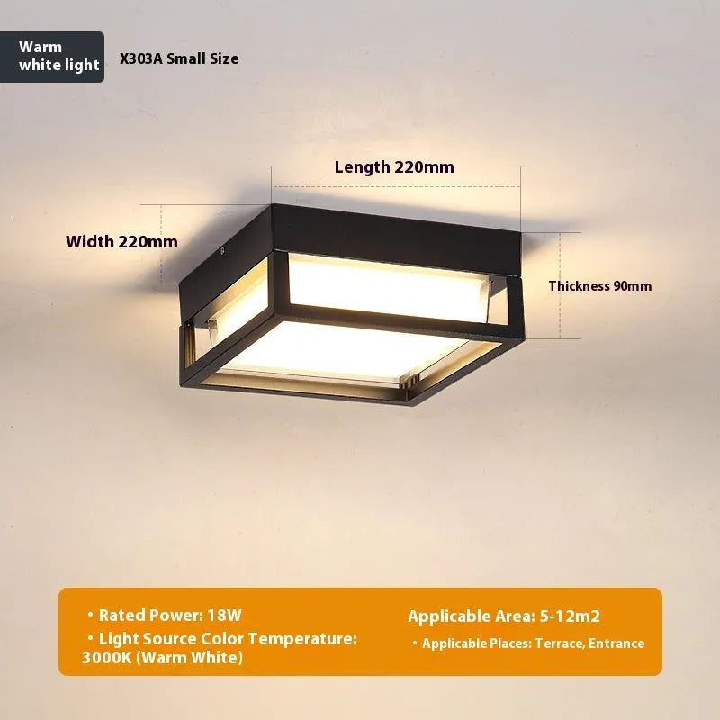 Insect-proof ultra-thin outdoor ceiling lamp in white, with LED light and powder-coated finish