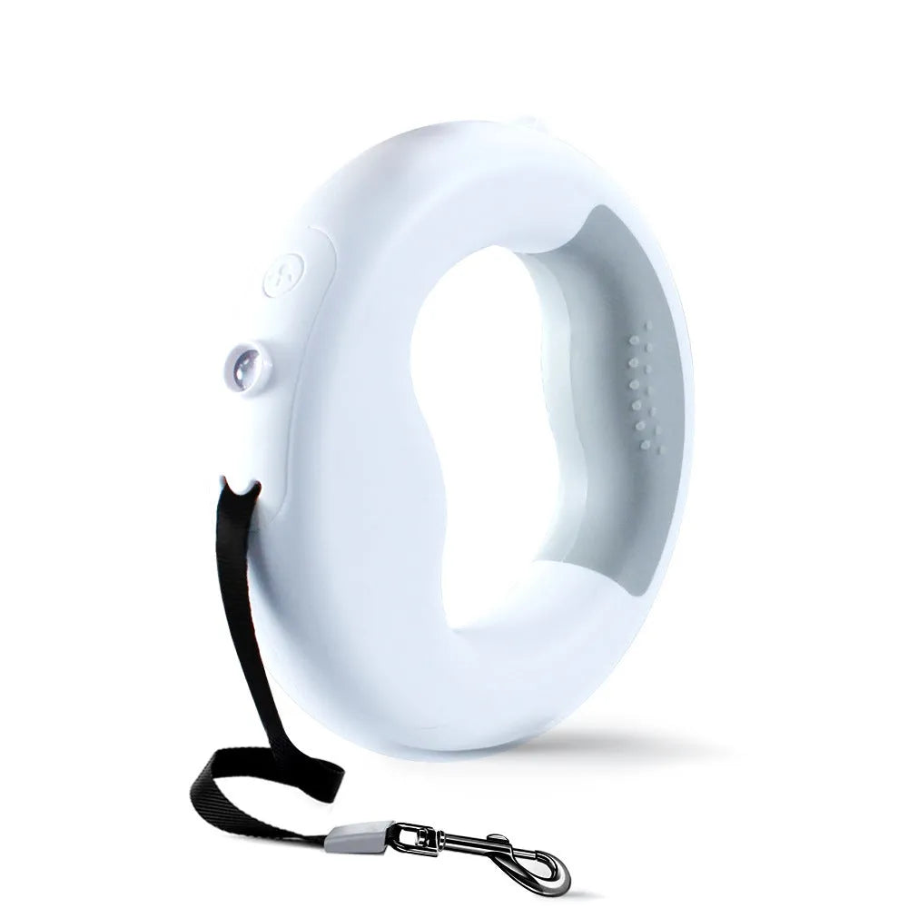 Automatic telescopic dog lead with lamp, USB rechargeable, ABS, colour box 22 x 15 x 4cm, pink blue white black