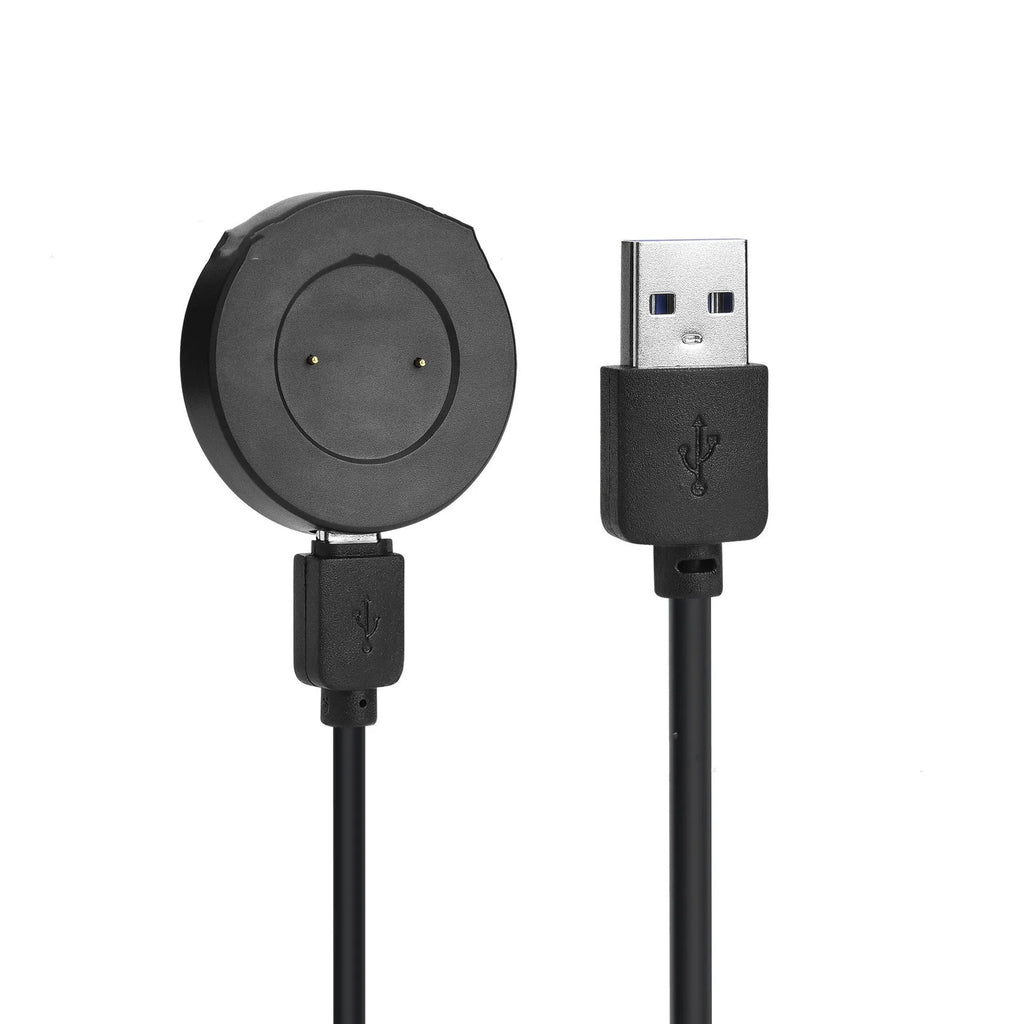 Smart watch magnetic charger base in black with Type-C interface, 40x10mm size on a desk