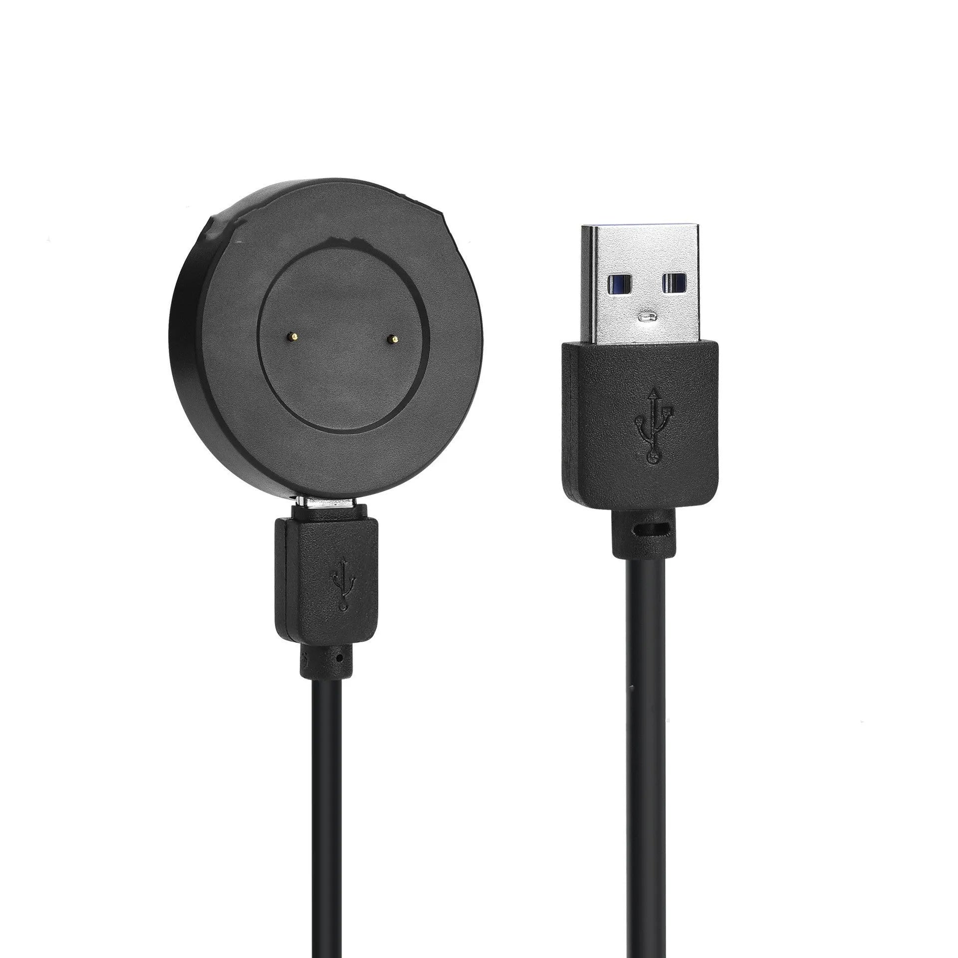 Smart watch magnetic charger base in black with Type-C interface, 40x10mm size on a desk