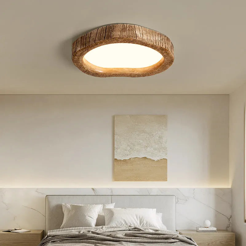 New Chinese style wood grain finish ceiling lamp in round shape