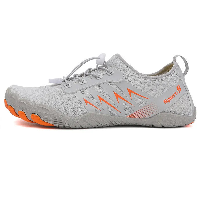 Men's quick-drying river tracing shoes in apricot colour with mesh upper and rubber sole