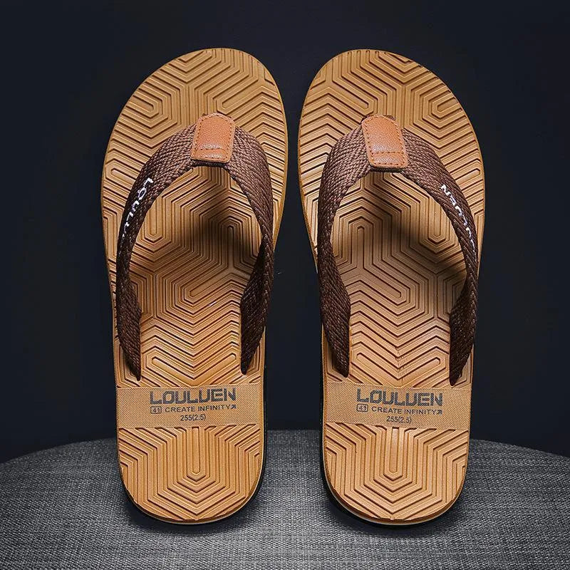 Men's flip flops with non-slip PVC sole and EVA upper in black, khaki or matcha green colours