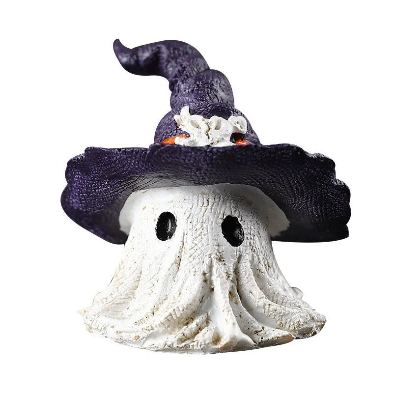A detailed resin wizard hat ornament in either black or purple, for Halloween and holiday decoration.