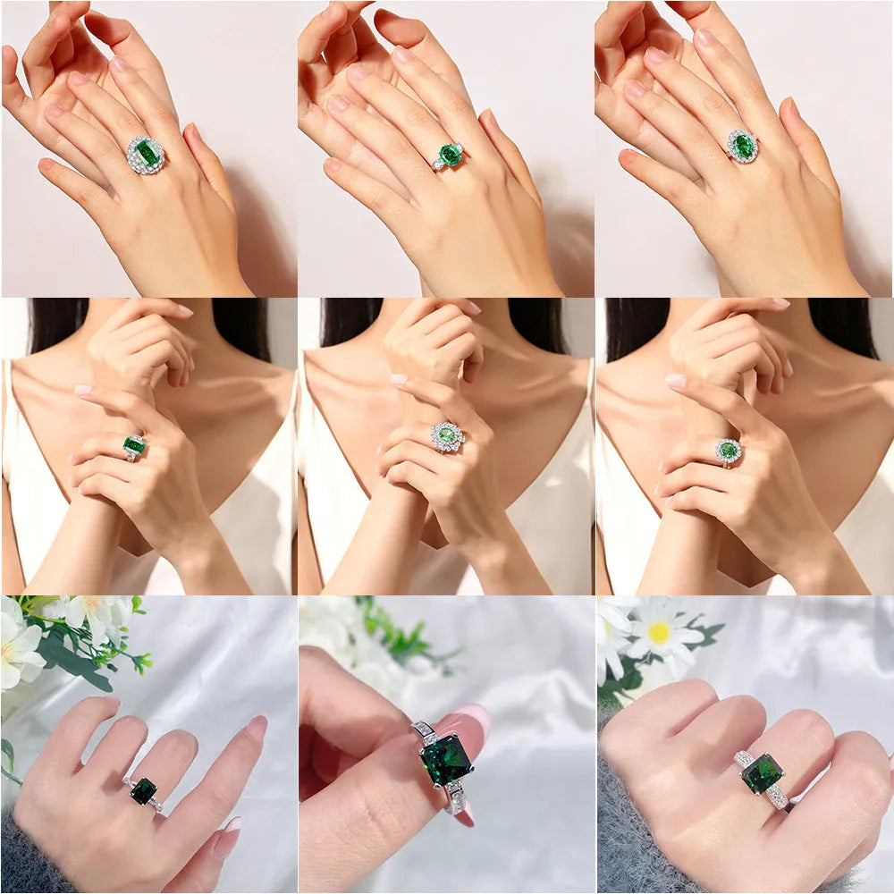 Geometric S925 silver ring for women with an inlaid Palaibahao and high carbon diamond on a white background.