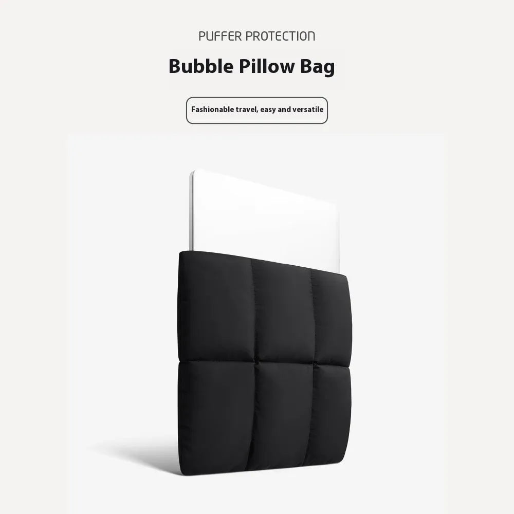 Soft black polyester laptop sleeve for a 15.6-inch laptop with stitching detail.