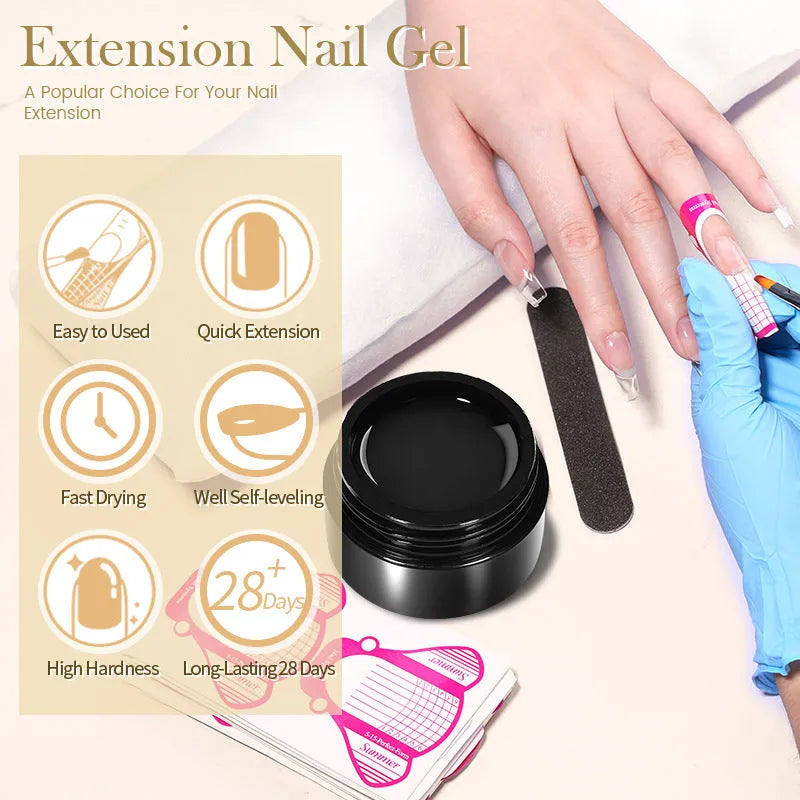 Nail Quick Extension UV Gel 30ml bottle with ten colour swatches EG01 to EG10