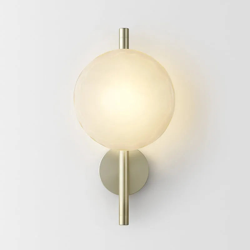 Bedside hotel wall lamp with iron construction and choice of glass shades including long brush holder style