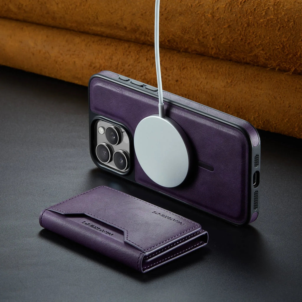Multi-card TPU mobile phone case with card wallet, bracket stand, and magnetic closure in brown for Samsung S24 Ultra