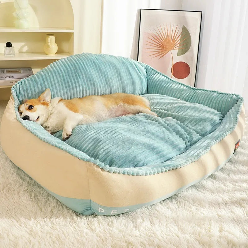 Morandi coloured washable pet bed kennel for dogs and cats, shown in L size.