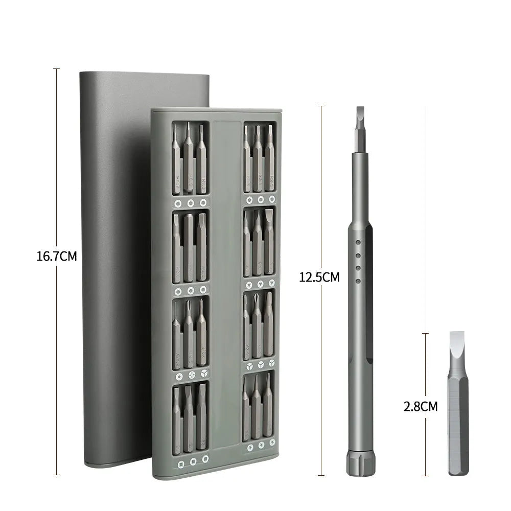 49-piece magnetic precision screwdriver set for mobile phone disassembly with nickel aluminium bronze handles