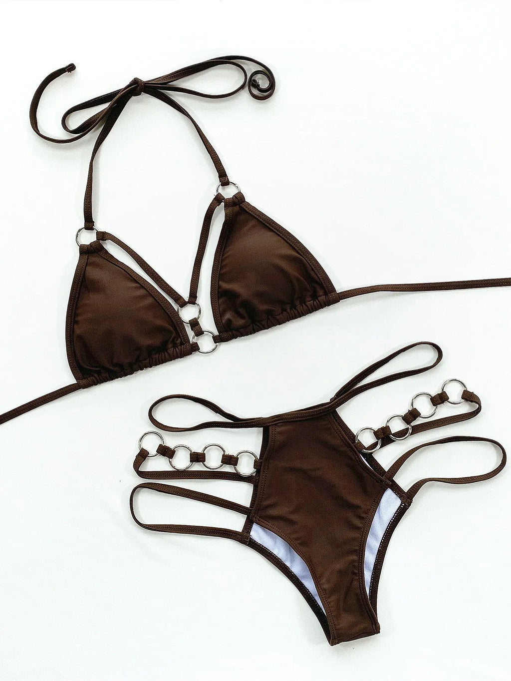 Women's separated nylon bikini swimwear set in multiple colours