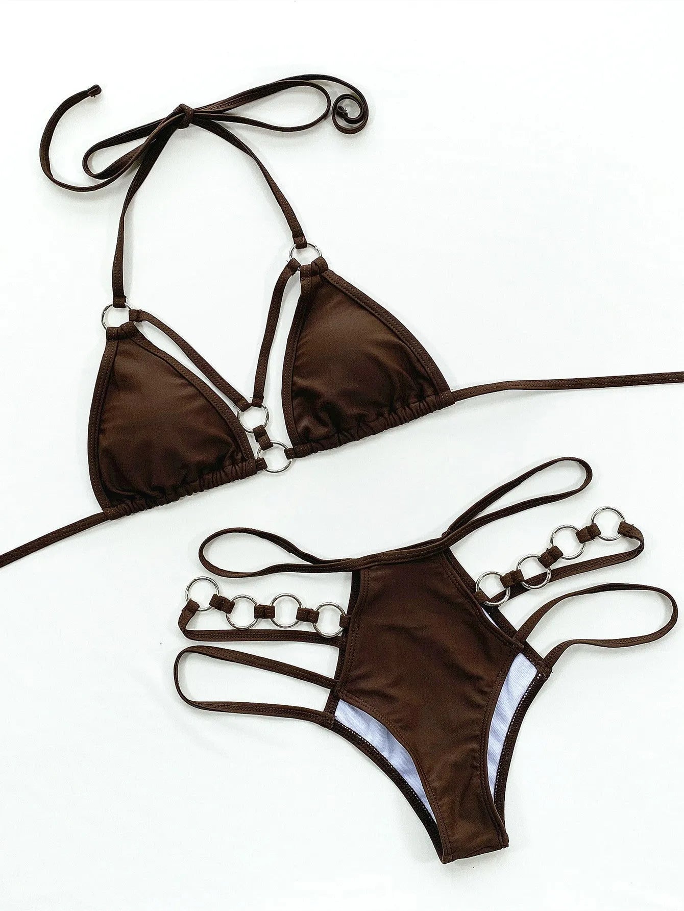 Women's separated nylon bikini swimwear set in multiple colours