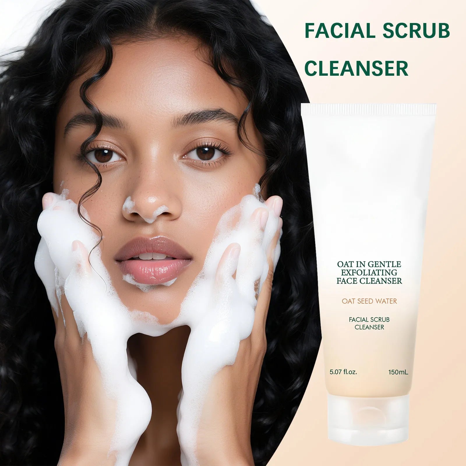 150ml oat facial cleanser foam bottle for oily and dry skin types