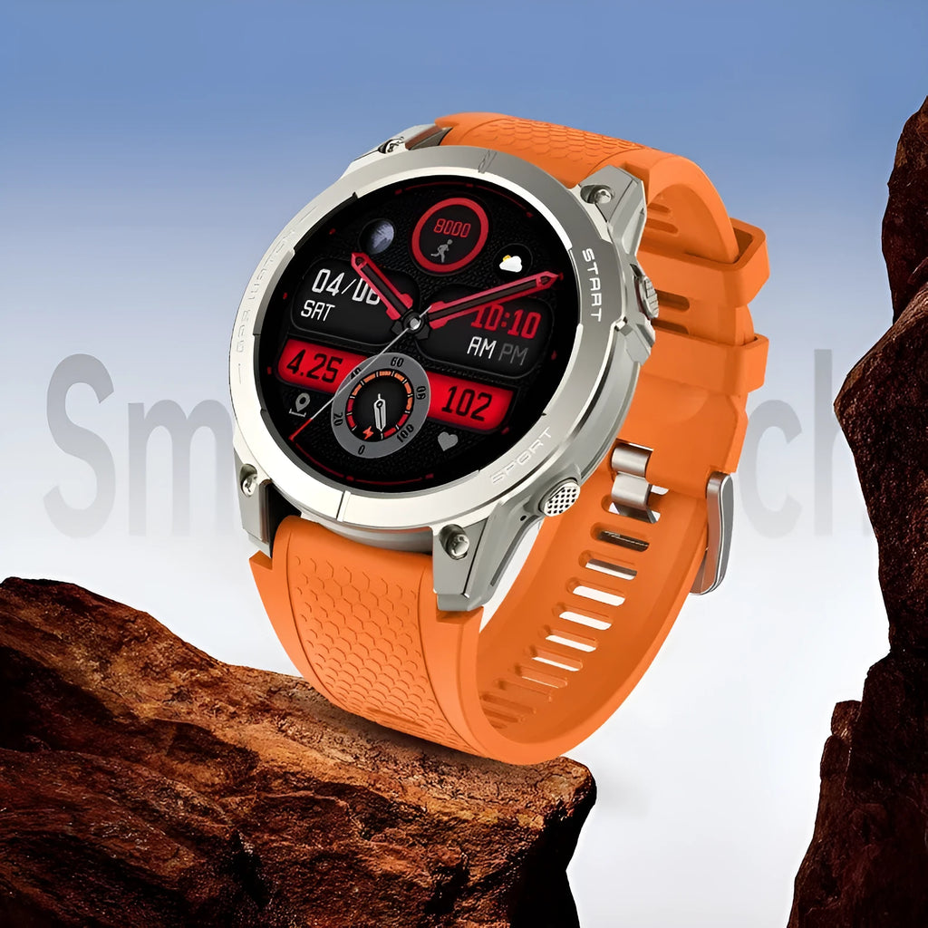 S53 Outdoor GPS Sports Smart Watch with black silicone wristband and zinc alloy frame