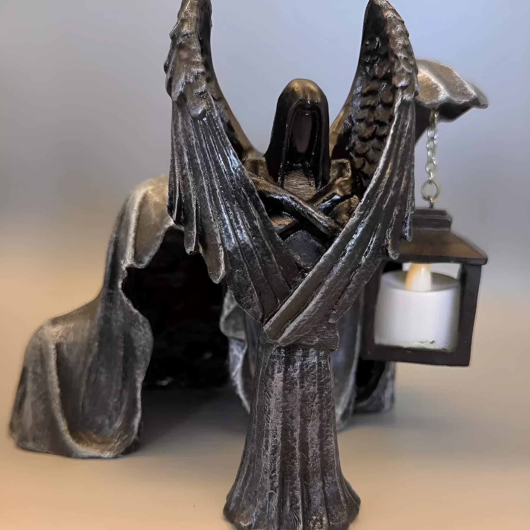 Dark Angel resin decorative statue ornament measuring 6.5 by 5 by 17 centimetres.
