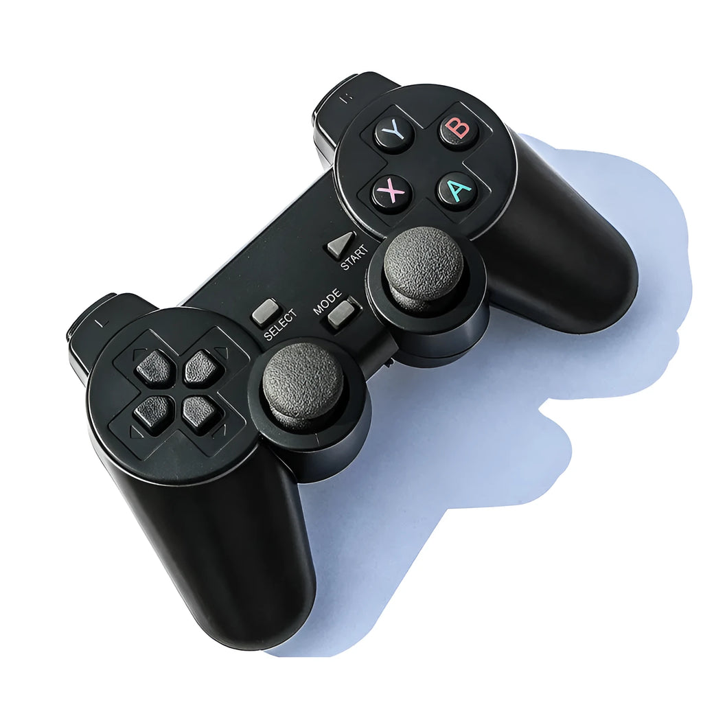 Classic black wireless gamepad controller with USB receiver for PC, Android TV, and PS3.