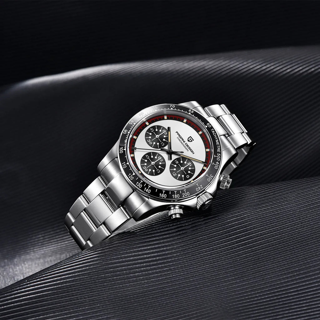 Berjani men's stainless steel chronograph watch with 40mm dial and Seiko VK63 movement