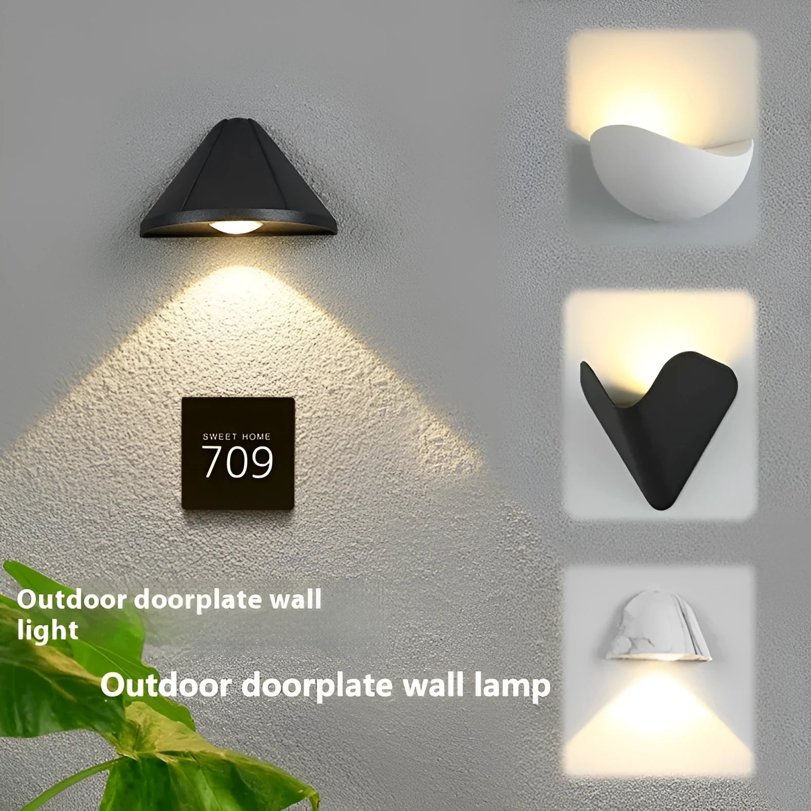 Black and white aluminium alloy waterproof IP65 LED lamp for courtyard and indoor use.