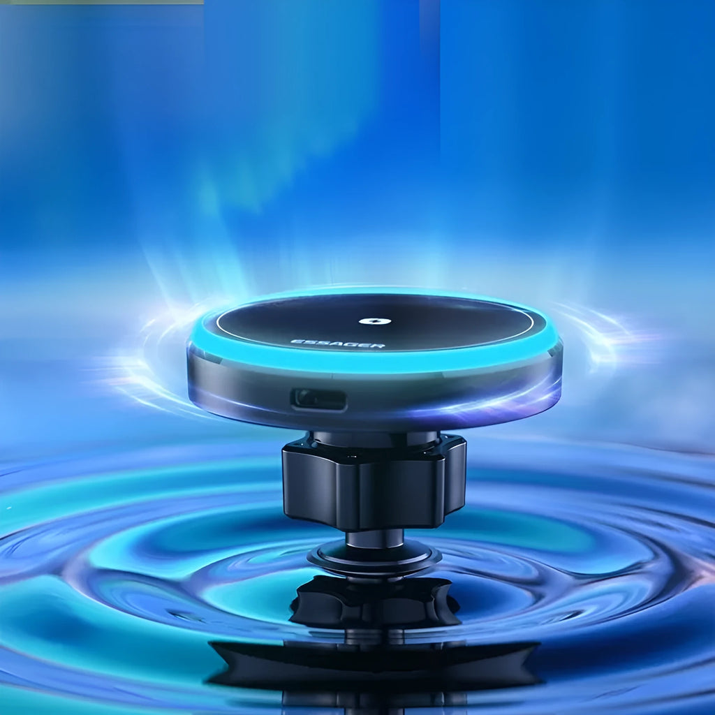 15W magnetic suction wireless car charger bracket with black finish for air vent mounting