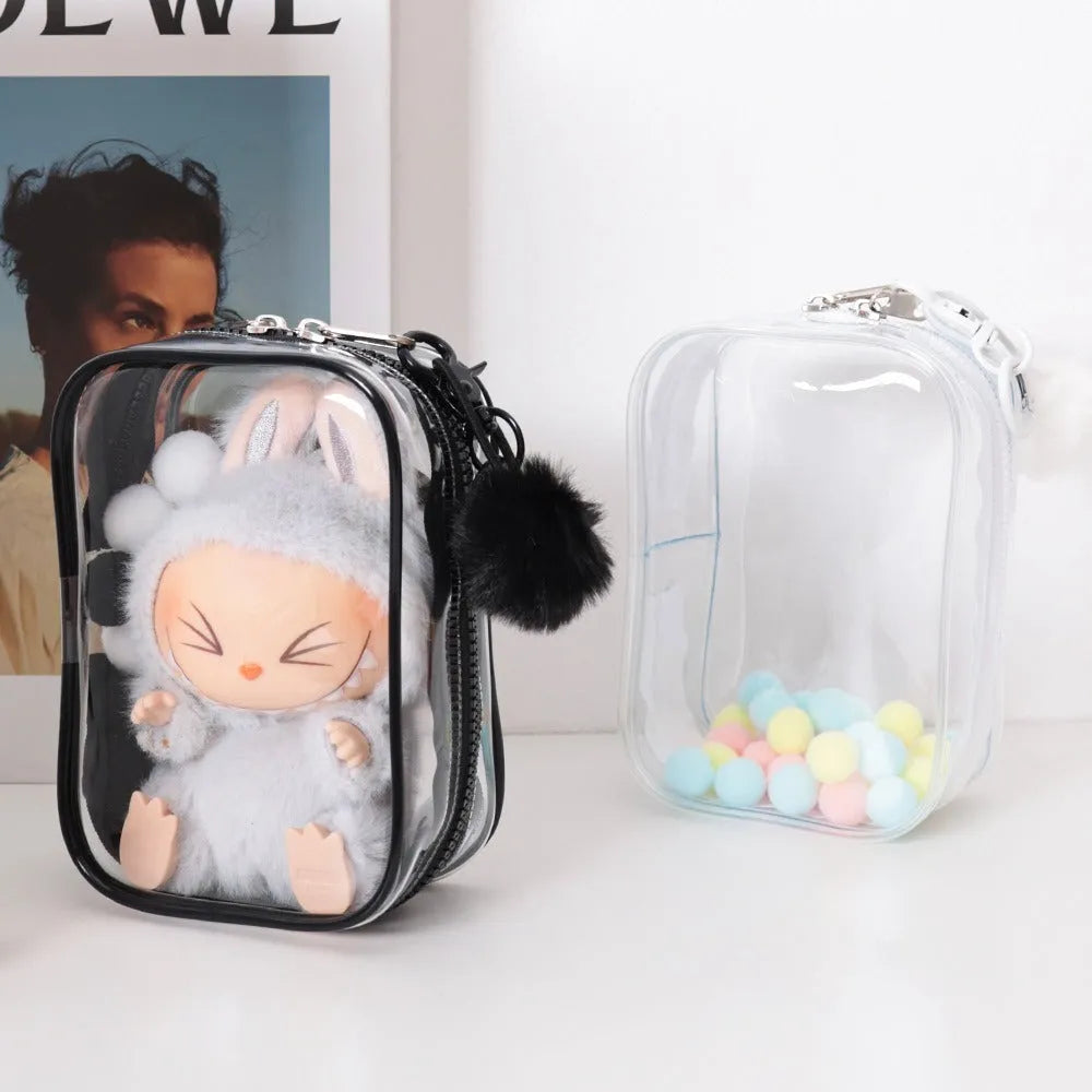 Transparent PVC makeup bag in black, pink or white colours with customisable logo option