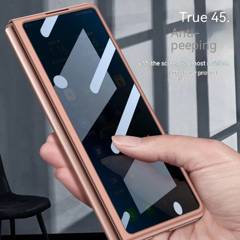 Samsung Galaxy Z Fold2 anti-peep PC hard back cover phone case in Misty Gold, Cool Black or Full Transparent