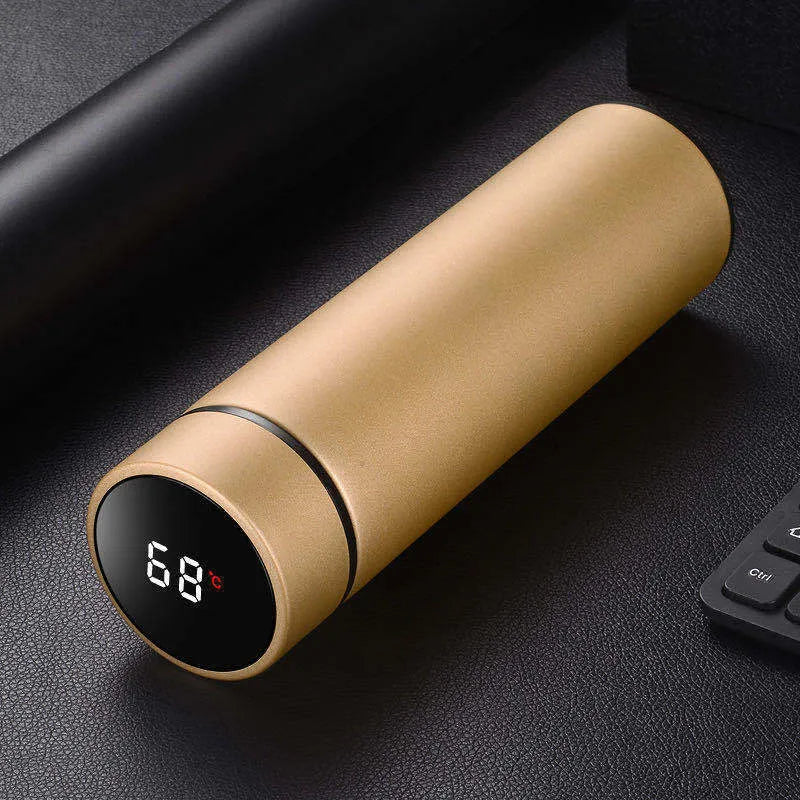450ml stainless steel vacuum insulated water bottle in choice of colours including black, red, gold, and blue.