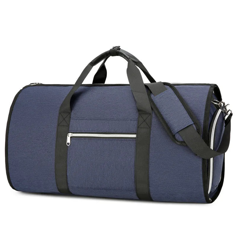 Waterproof Oxford cloth storage bag in grey colour showing dry-wet separation compartments and breathable lining.