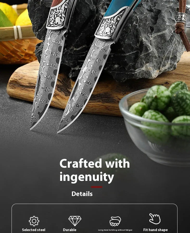 VG10 stainless steel folding pocket knife with dovetail pattern handle in blue or red colour