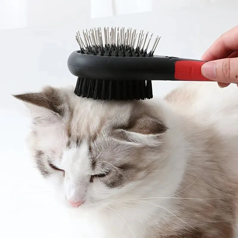 2-in-1 double-sided pin pet grooming comb for dogs and cats, shedding and dirt removal tool