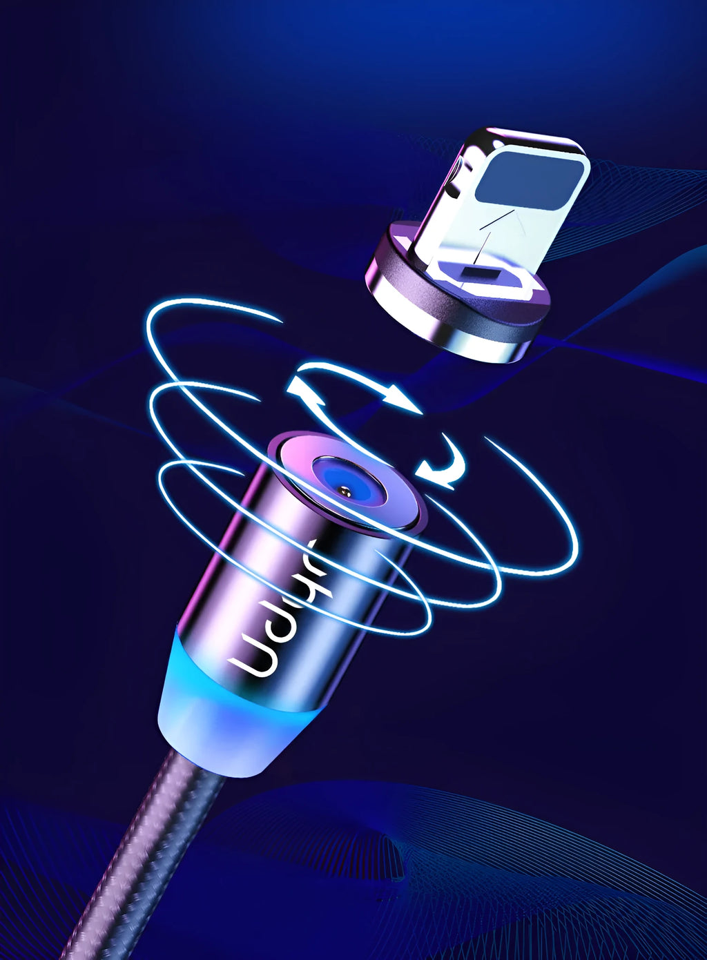 Magnetic USB cable with detachable Android, Apple and Type-C magnetic heads