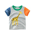 Children's T-shirt with animal print designs in cotton blend fabric available in multiple sizes