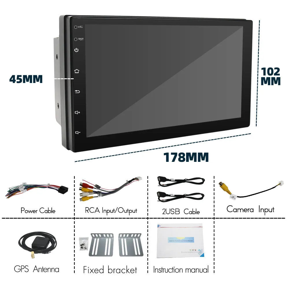 Universal black car MP5 player with 7-inch touchscreen for GPS navigation and radio