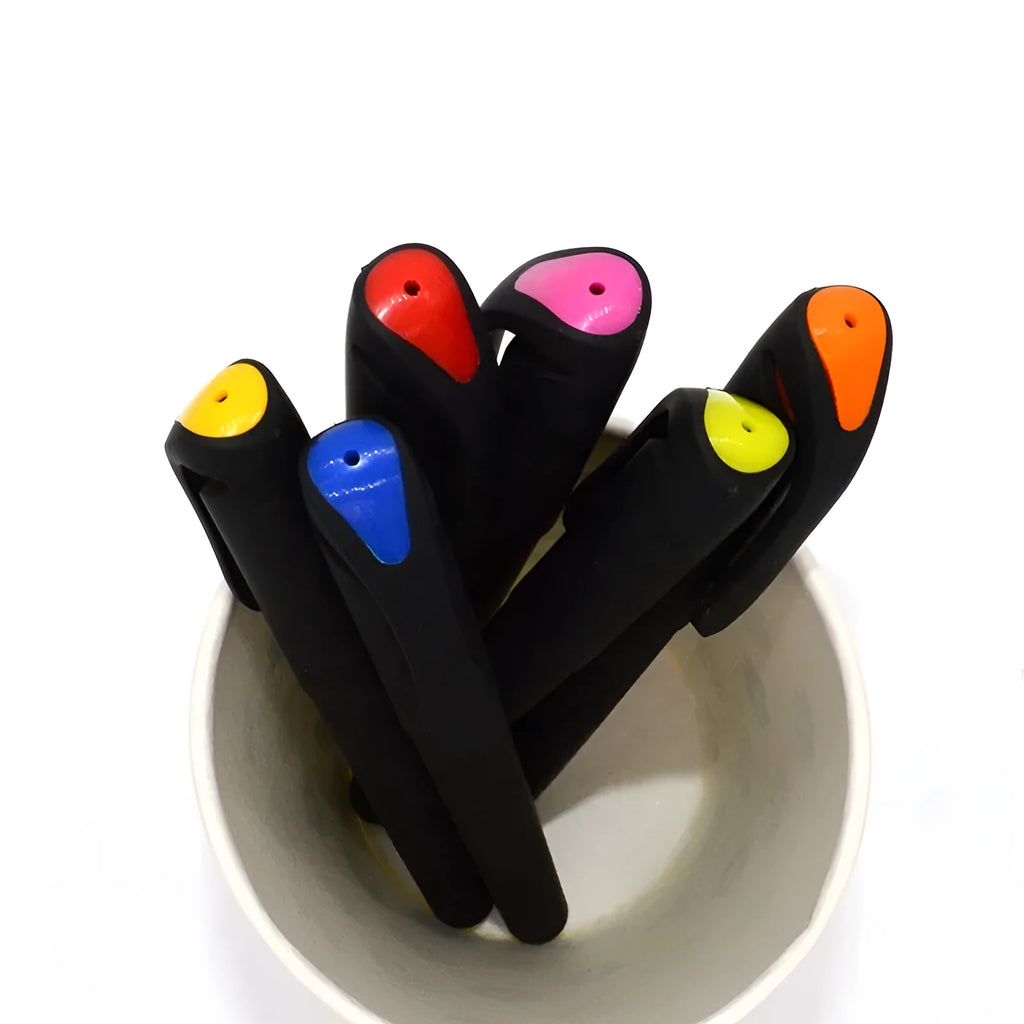 Set of 10 plastic gel pens with black ink refills showing random colour variations