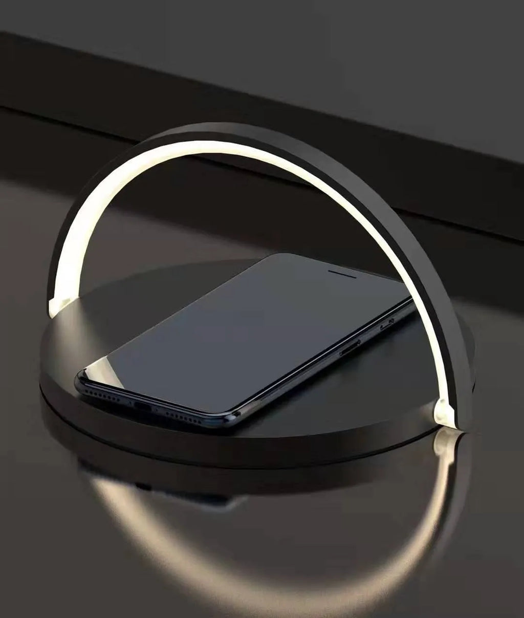 10W wireless charger block holder with foldable phone stand and LED lamp in Dark Green colour