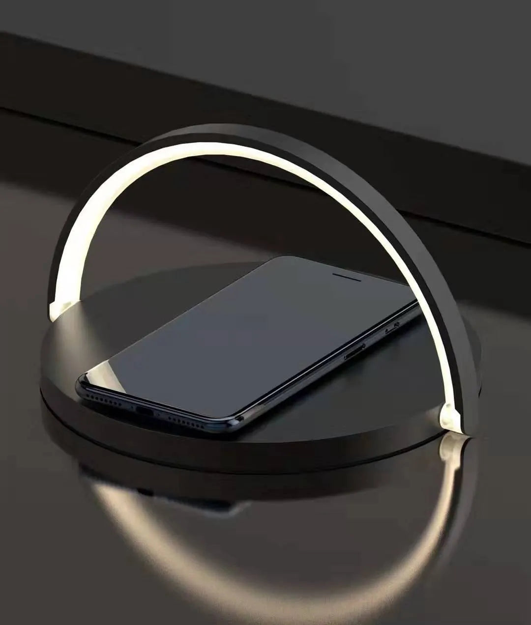 10W wireless charger block holder with foldable phone stand and LED lamp in Dark Green colour