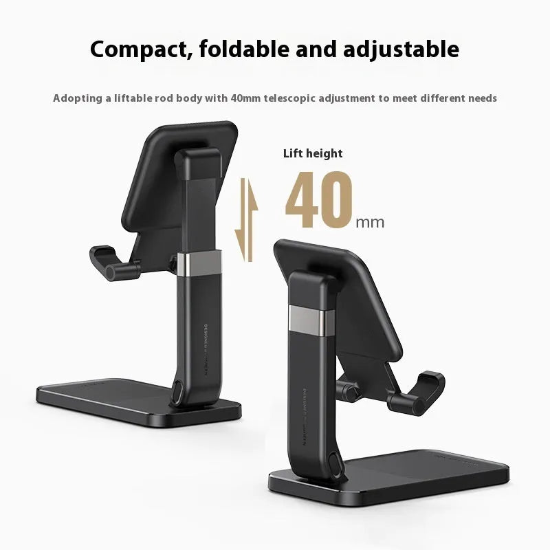 Black foldable PC ABS desktop phone bracket for 4-7.2 inch devices with lifting stand