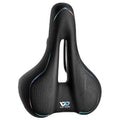 Bicycle saddle with high elastic sponge cushioning in black and colourful design options