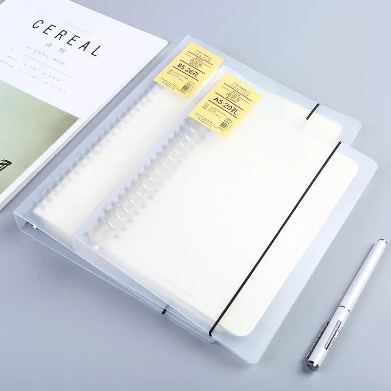 A5 26-hole loose-leaf binder notebook with PP matte cover and horizontal ruled paper