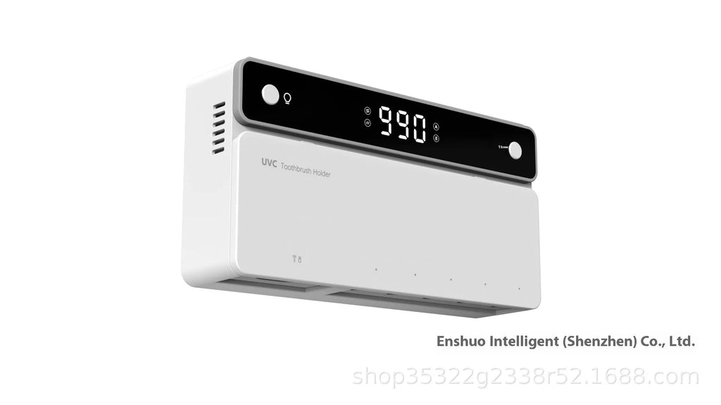 Wall-mounted UV toothbrush sterilizer with automatic drying function and black enclosure