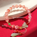 Handcrafted ice floating south red white agate fishtail bracelet for women with bead detail