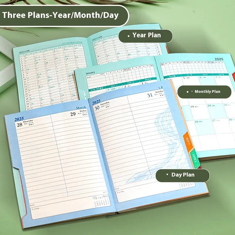 A4 notepad with striped PU leather cover open to show wood-free paper, available in eight colours.