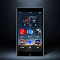 Black Ruizu H1 slim MP3 MP4 player with 4-inch touch screen display on a dark background.
