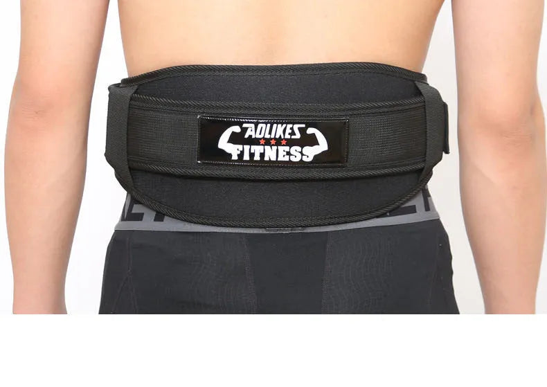 Nylon fitness weightlifting belt in black, red, or yellow for adult gym training