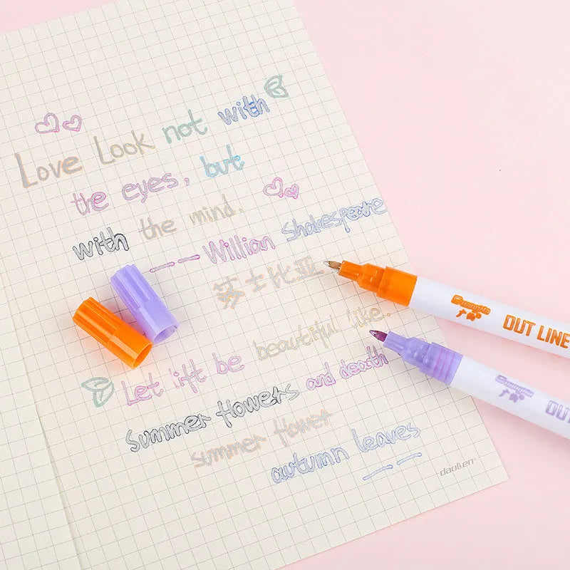 Set of eight fluorescent markers with fine 2mm tips for highlighting and colour coding