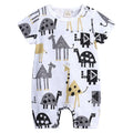 Cotton short sleeve baby romper with concealed buttons, cartoon doodle print, sizes 59cm to 90cm