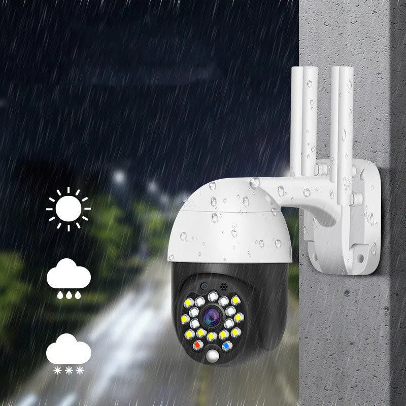 White outdoor waterproof dome surveillance camera with infrared LEDs for night vision