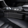 Black leather car seat gap storage box with cup holder and USB cable for driver side